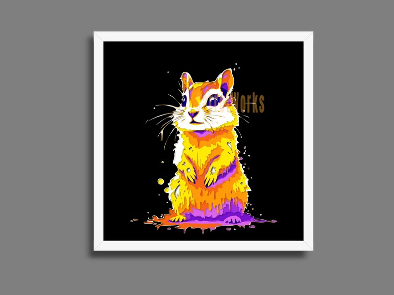 Chipmunk Shadow Box Art: Paint Drip Design, Laser Cut File (SVG, PNG ...