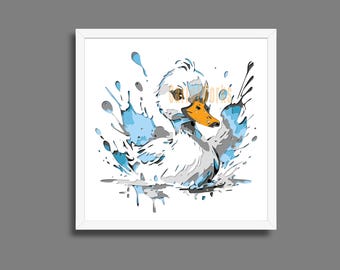 Colorful Duckling Splash Layered Art ShadowBox, Shadow Box Templates,  Laser Cut File, GlowForge File, DXF, Cricut File SVG, PNG, Cardstock