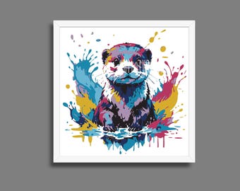 Otter Splash Art Shadow Box SVG: Laser Cut File (Digital Download
