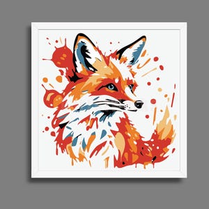Boîte d'ombre Fox Splash Art, modèles de boîte d'ombre, fichier découpé au laser, GlowForge, fichier, DXF, fichier Cricut SVG, PNG, papier cartonné,