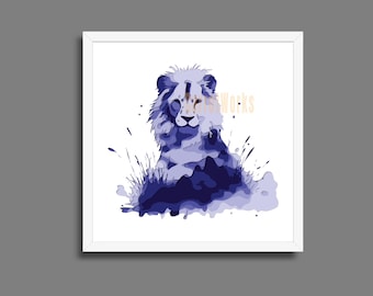 Lion Grass Watercolor Splash Art Shadow Box Shadowbox: Laser Cut File, Cricut Cut File, DXF, PNG, SVG, (Digital Download)