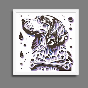 Dog Splash Paint layered Art Shadow Box, Shadow Box Templates,  Laser Cut File, GlowForge, File, DXF, Cricut File SVG, PNG, Cardstock,