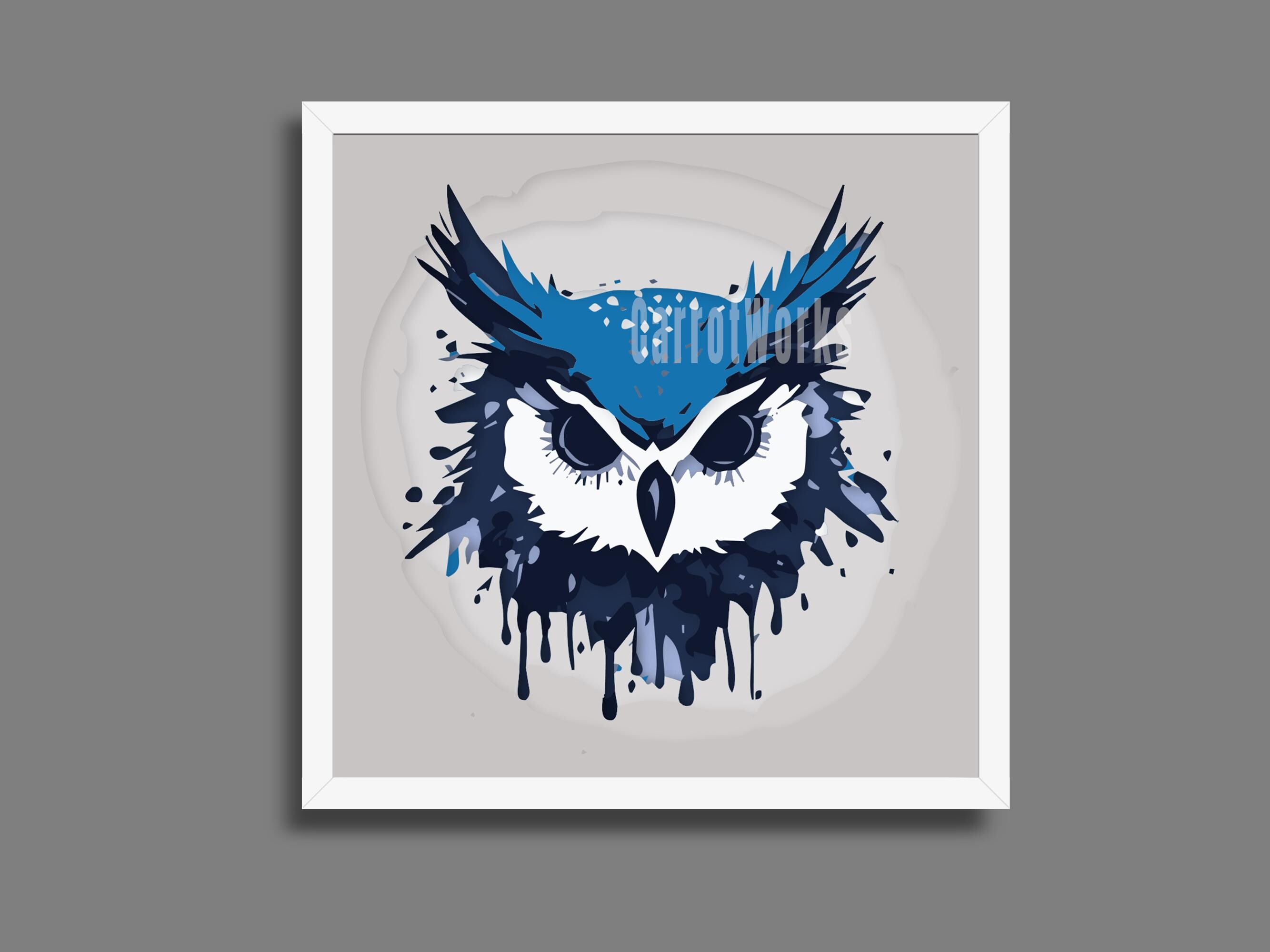 Owl Art Shadow Box Laser Cut File: SVG, DXF, PNG (Digital Download)