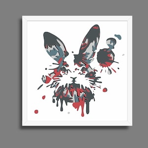 Lapin lapin Splash Art Shadow Box, modèles de boîte d'ombre, fichier découpé au laser, GlowForge, fichier, DXF, fichier Cricut SVG, PNG, papier cartonné,