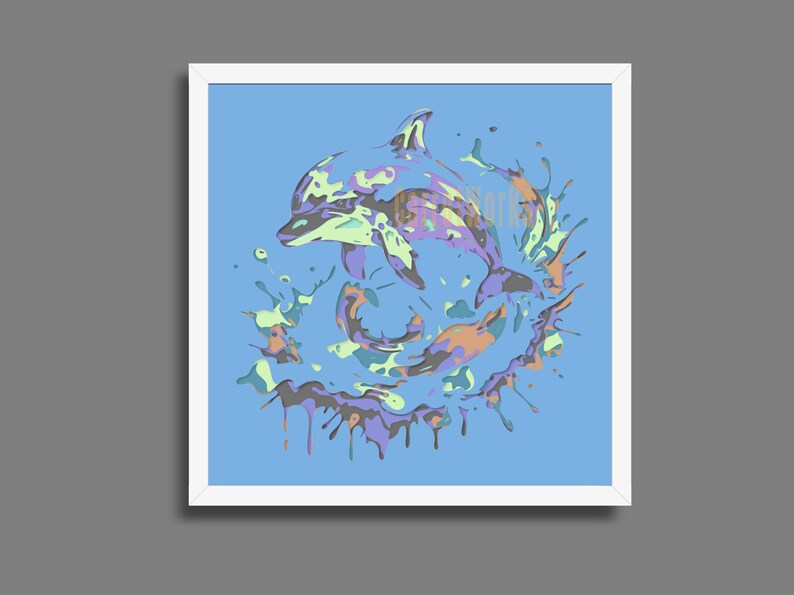 Dolphin Splash Art Shadow Box, Shadow Box Shadowbox Templates, Layered ...