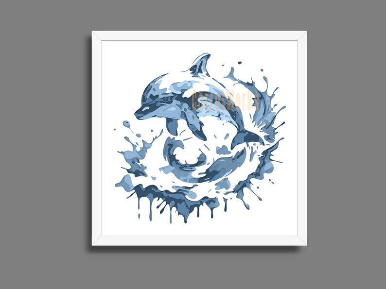Dolphin Splash Art Shadow Box, Shadow Box Shadowbox Templates, Layered ...
