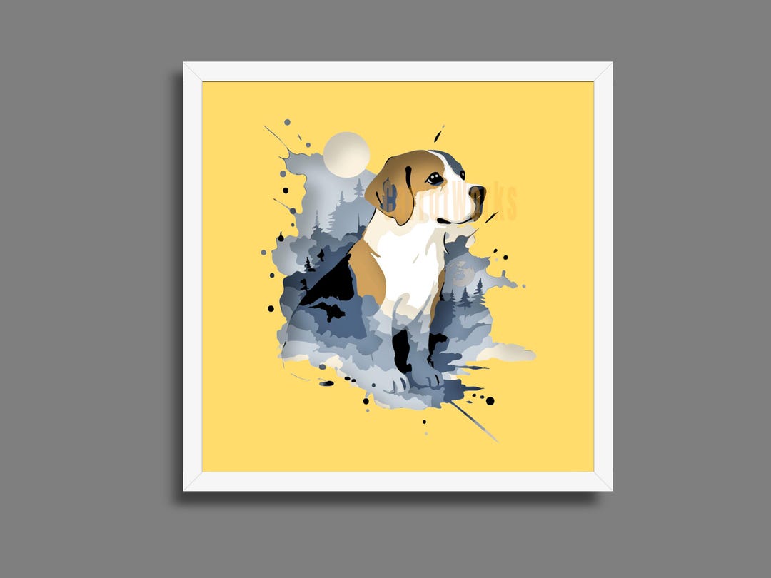 Beagle Forest Multi Layer Watercolor Art Shadow Box, Shadow Box ...