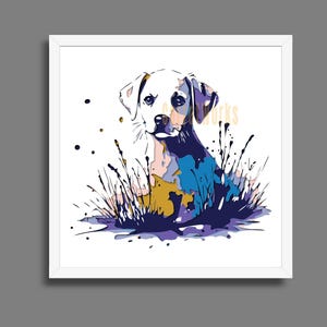 Labrador Splash Paint layered Art Shadow Box, Shadow Box Templates, Laser Cut File, GlowForge, File, DXF, Cricut File SVG, PNG, Cardstock