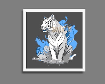 White Tiger Splash Art Shadow Box : fichier découpé au laser (téléchargement numérique)
