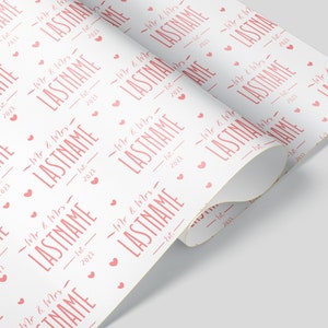 Custom Personalize Wedding Wrapping Paper, Custom Wedding Gift Wrap, Wrapping Paper