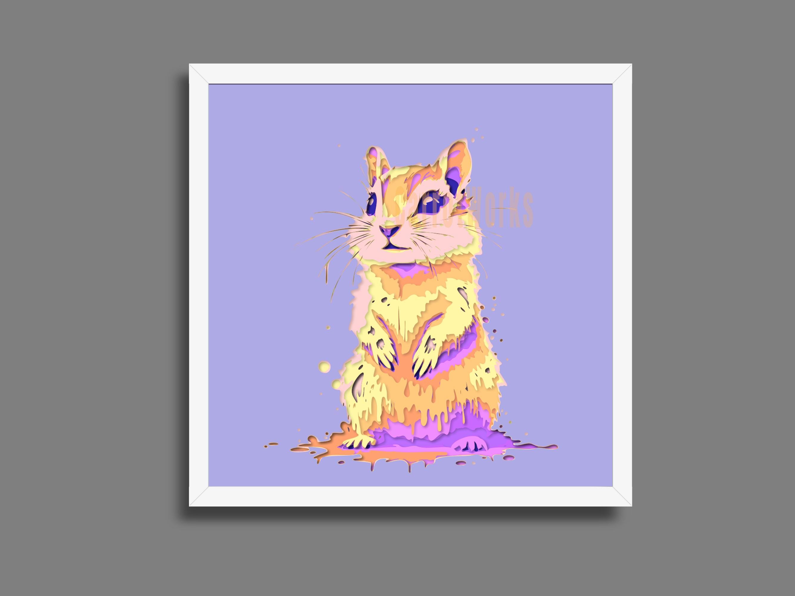 Chipmunk Shadow Box Art: Paint Drip Design, Laser Cut File (SVG, PNG ...