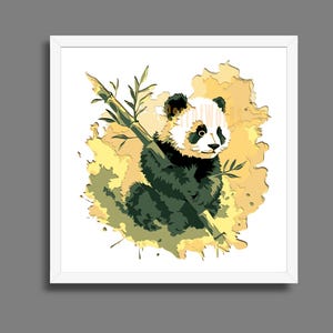 Panda Bamboo WaterColor Art Shadow Box, 12 Layers, Shadow Box Template, Laser Cut File, GlowForge File, DXF, Cricut File SVG, PNG, Cardstock
