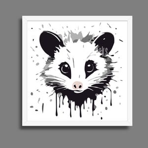 Opossum Splash Art Schattenbox, Schattenbox Vorlagen, Laserschnittdatei, GlowForge, Datei, DXF, Cricut-Datei SVG, PNG, Karton