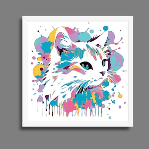 Cat Paint Splash Art Shadow Box Shadowbox, Shadow Box Templates, Laser Cut File, GlowForge, File, DXF, Cricut File SVG, PNG, Cardstock,