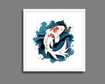 Koi Fish Shadow Box SVG: Japanese Art, Laser Cut File (Digital Download)