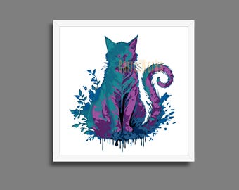 3D Cat Floral Shadowbox SVG: Multi-Layered Silhouette Cut File