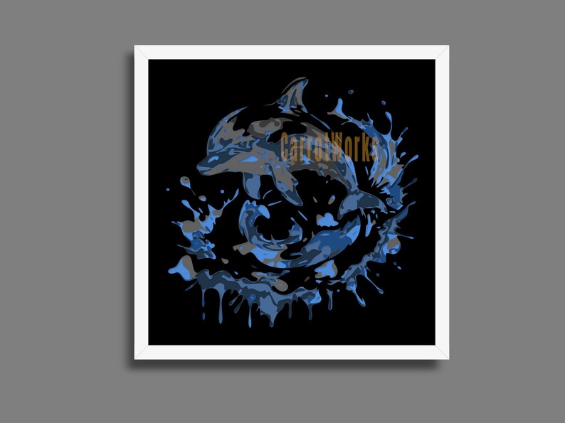 Dolphin Splash Art Shadow Box, Shadow Box Shadowbox Templates, Layered ...