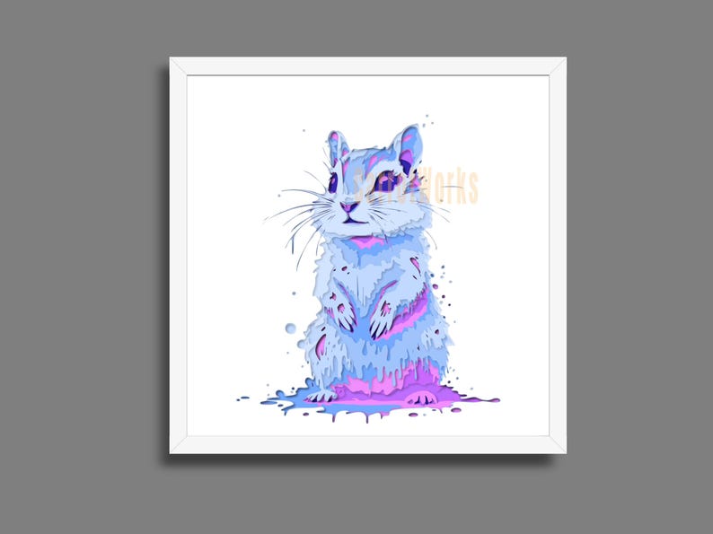 Chipmunk Shadow Box Art: Paint Drip Design, Laser Cut File (SVG, PNG ...
