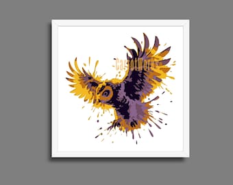 Owl Splash Paint Shadowbox-mallfil: Laserskuren fil för Glowforge DXF, Cricut-skuren fil SVG, Shadowbox, PNG, (digital nedladdning),
