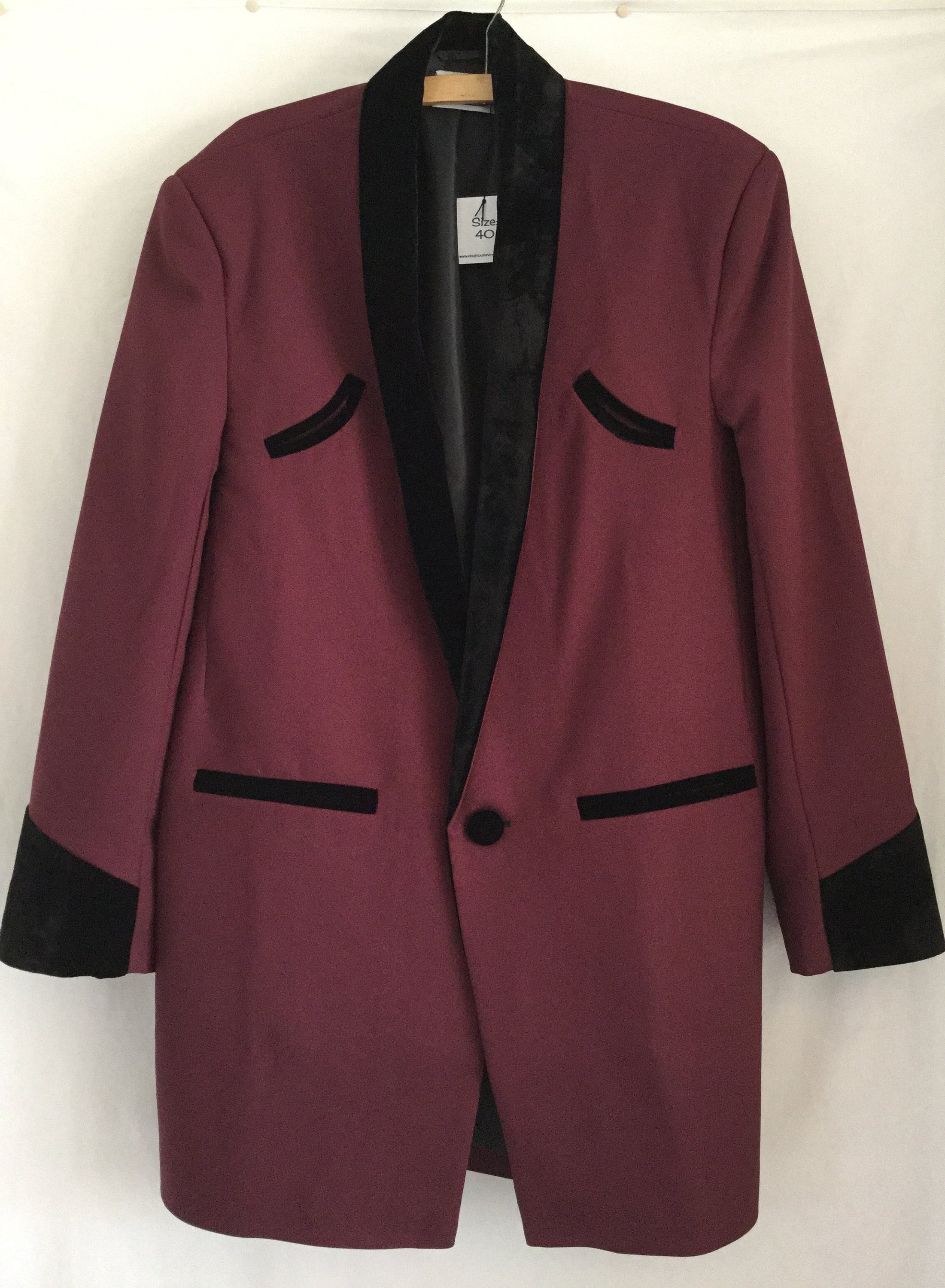 Full Velvet Roll Collar &cuffs,teddy Boy Drape Jacket. Wine. 