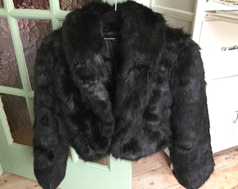 black faux fur bolero jacket