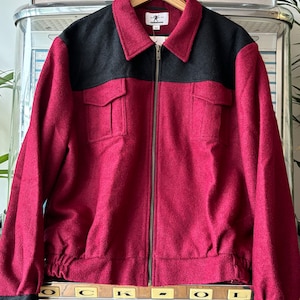 1950’s Gab Jacket .Classic Rockabilly Blouson Style . Burgundy  Size US L .UK 44