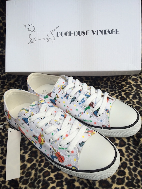 Talla 8. Rockabilly anos 50 Retro Converse Chuck Taylor estilo bombas zapatillas Jive bailando estampado. Etsy Espana