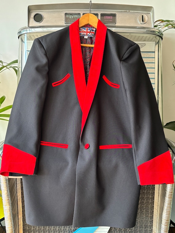 Teddy Boy Drape Jacket . 1950s Teddy Boy . Size 56 . Black With