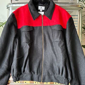 1950’s Gab Jacket .Classic Rockabilly Blouson Style . Red and Black  Size US L .UK 44