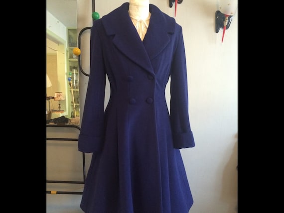 Stunning Vintage Style 1950s Fit and Flare Coat exclusive to Doghouse Vintage. Navy Blue Etsy
