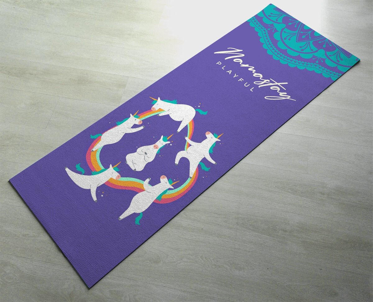 Namastay Playful Unicorn Yoga Mat Fitness Mat Purple Color Etsy