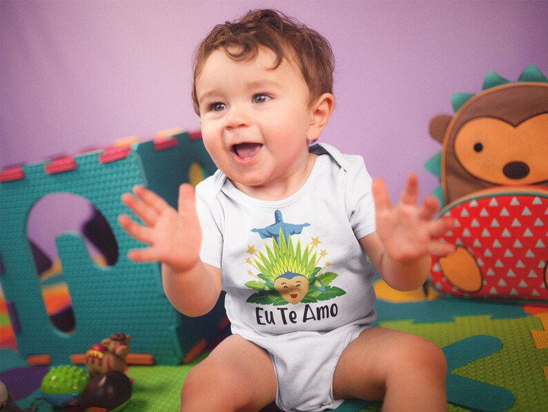 I Love You Brazil Eu Te Amo Cute Baby Gift White Baby Bodysuit