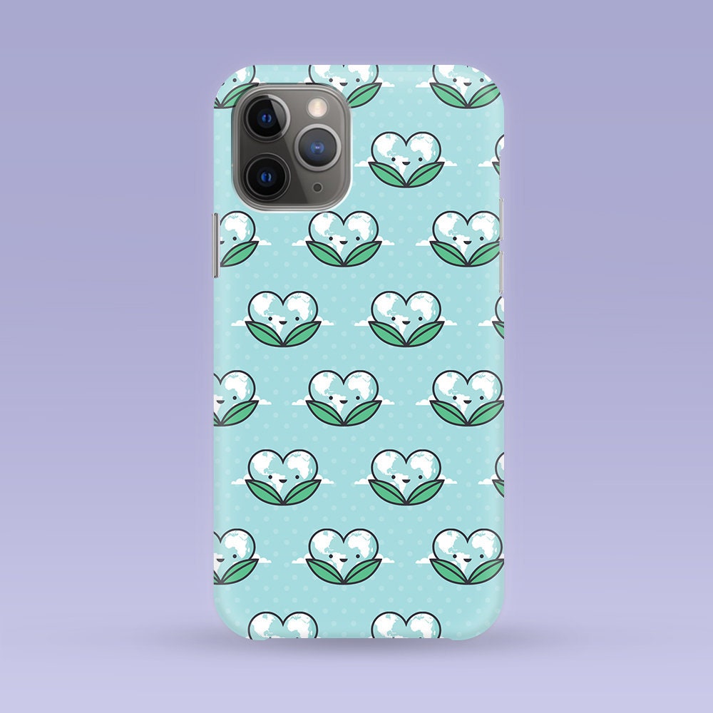 Multiple Case Sizes Available Heart Planet Earth Themed Phone Cover Heart Planet Earth iPhone Case Cute Heart Planet Earth iPhone Case
