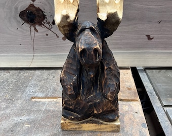 Chainsaw carved moose