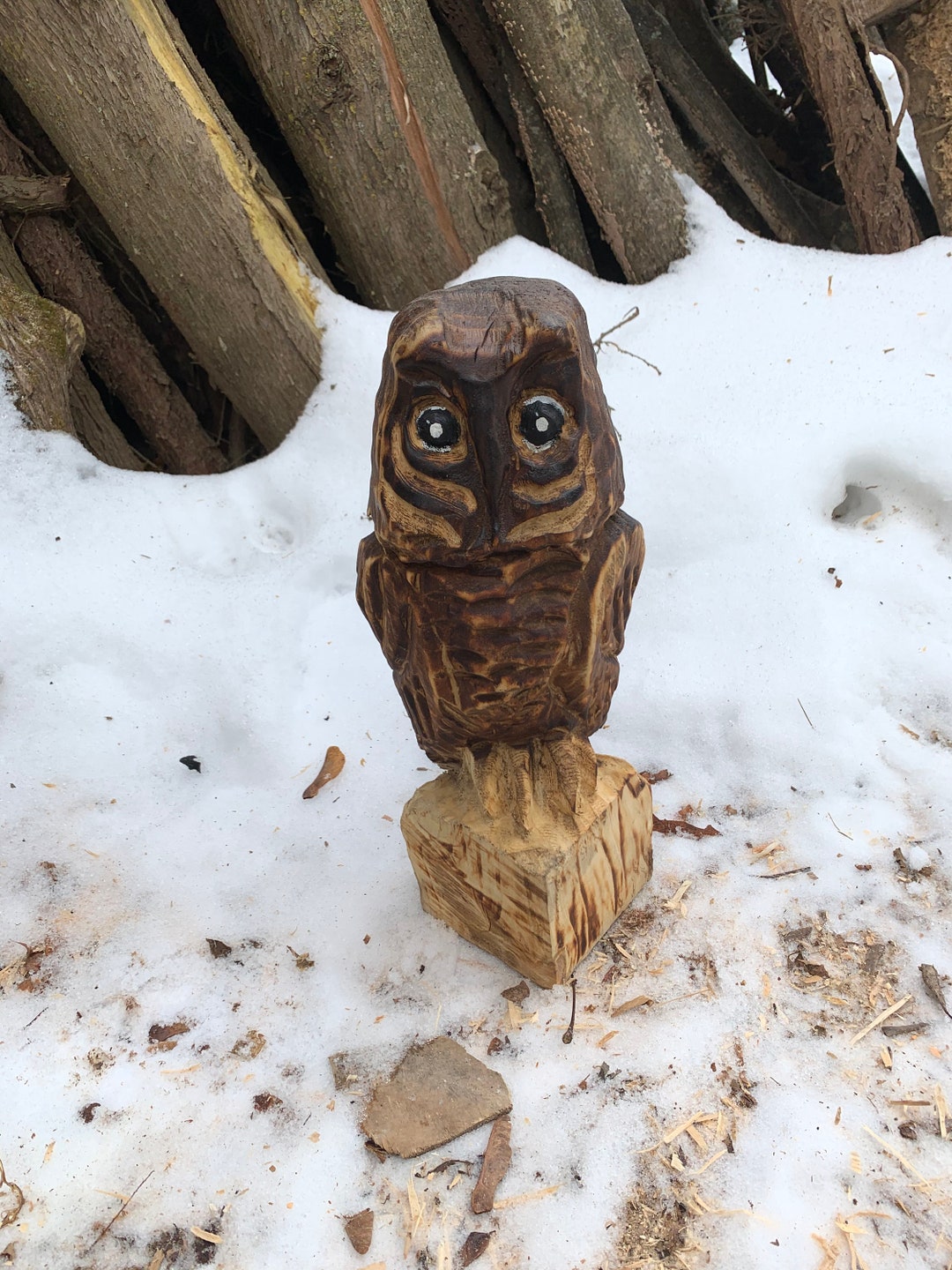 Chainsaw Carved Owl Sale Price Etsy