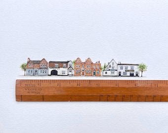 Beeston Nottingham pubs miniature watercolour - Print