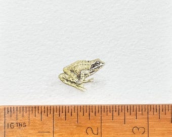 Original miniature watercolour painting of a Common Frog