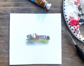 Miniature watercolour painting of Nottingham Forest City Ground - Print