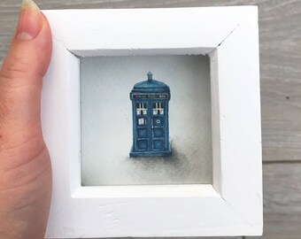 Small miniature sci-fi watercolour painting. Geek, sci-fi, Star Wars, doctor who , custom painting.