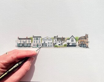 Nottingham pubs miniature watercolour - Print