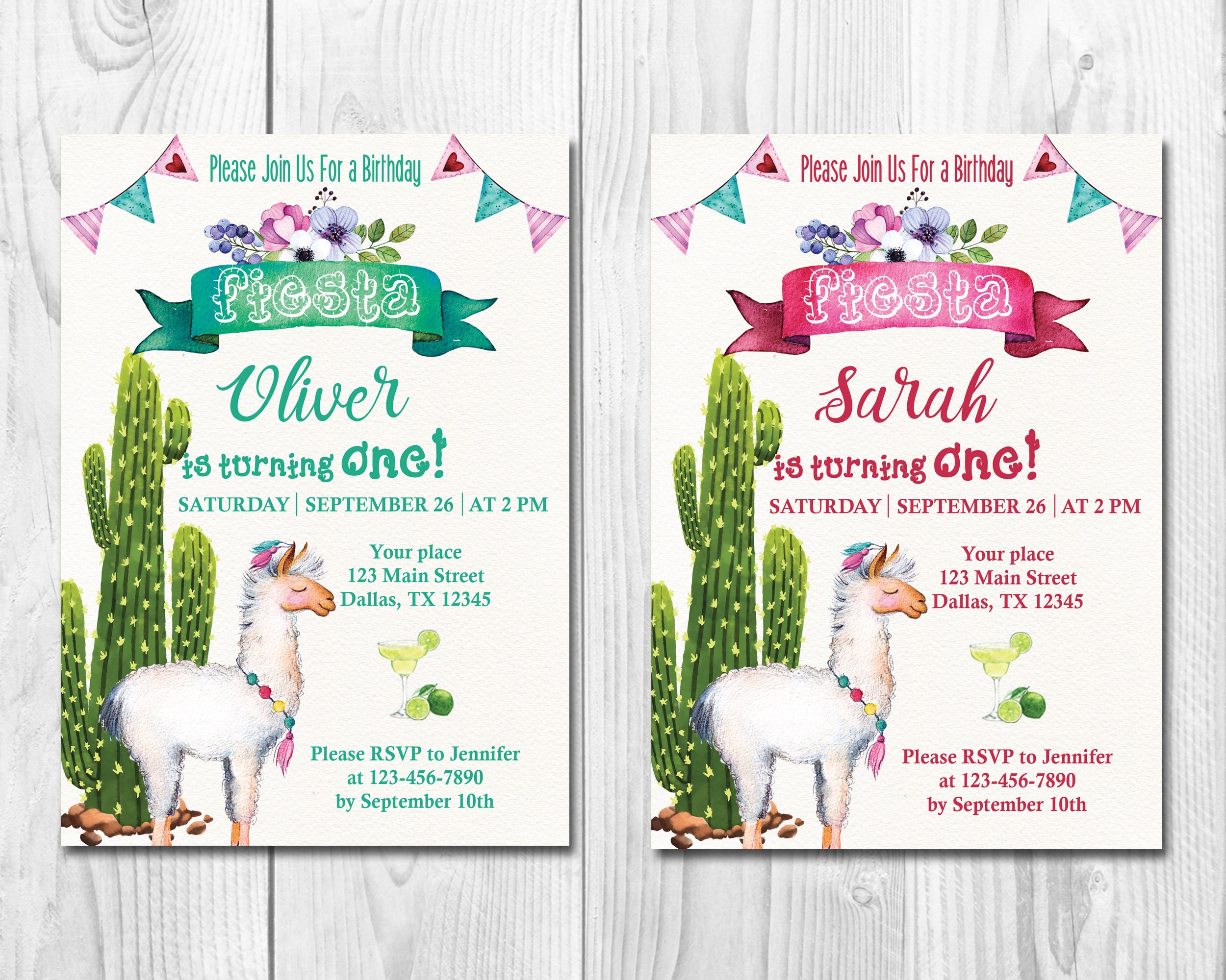 Llama Birthday Party Invitation Llama Invitation Mexican | Etsy