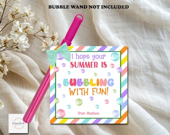 Étiquette cadeau bulle de fin d'année scolaire - Étiquette cadeau bulle d'été - Étiquette gâterie « Dernier jour d'école » - J'espère que votre été s'amusera - A16