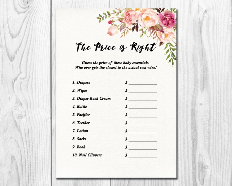 Boho Baby Shower Price Is Right Game Printable Baby Shower Etsy