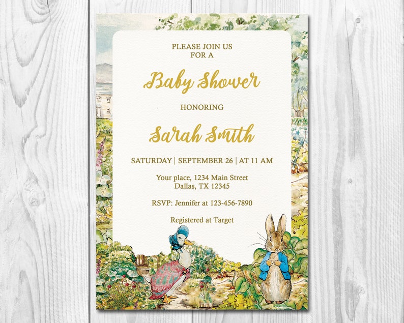 Peter Rabbit Baby Shower Invitation Beatrix Potter Shower Etsy Peter Rabbit Baby Shower Invitation Beatrix Potter Shower Etsy