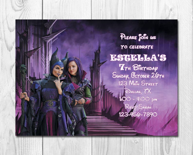 Disney Descendants Invitation Disney Descendants Birthday | Etsy