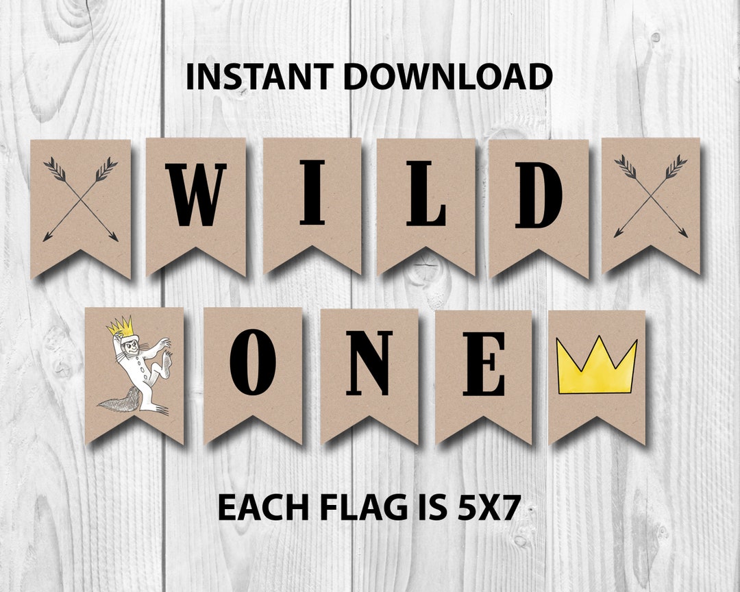 Printable Wild One Banner, Printable Wild One, Wild One Banner, Black ...
