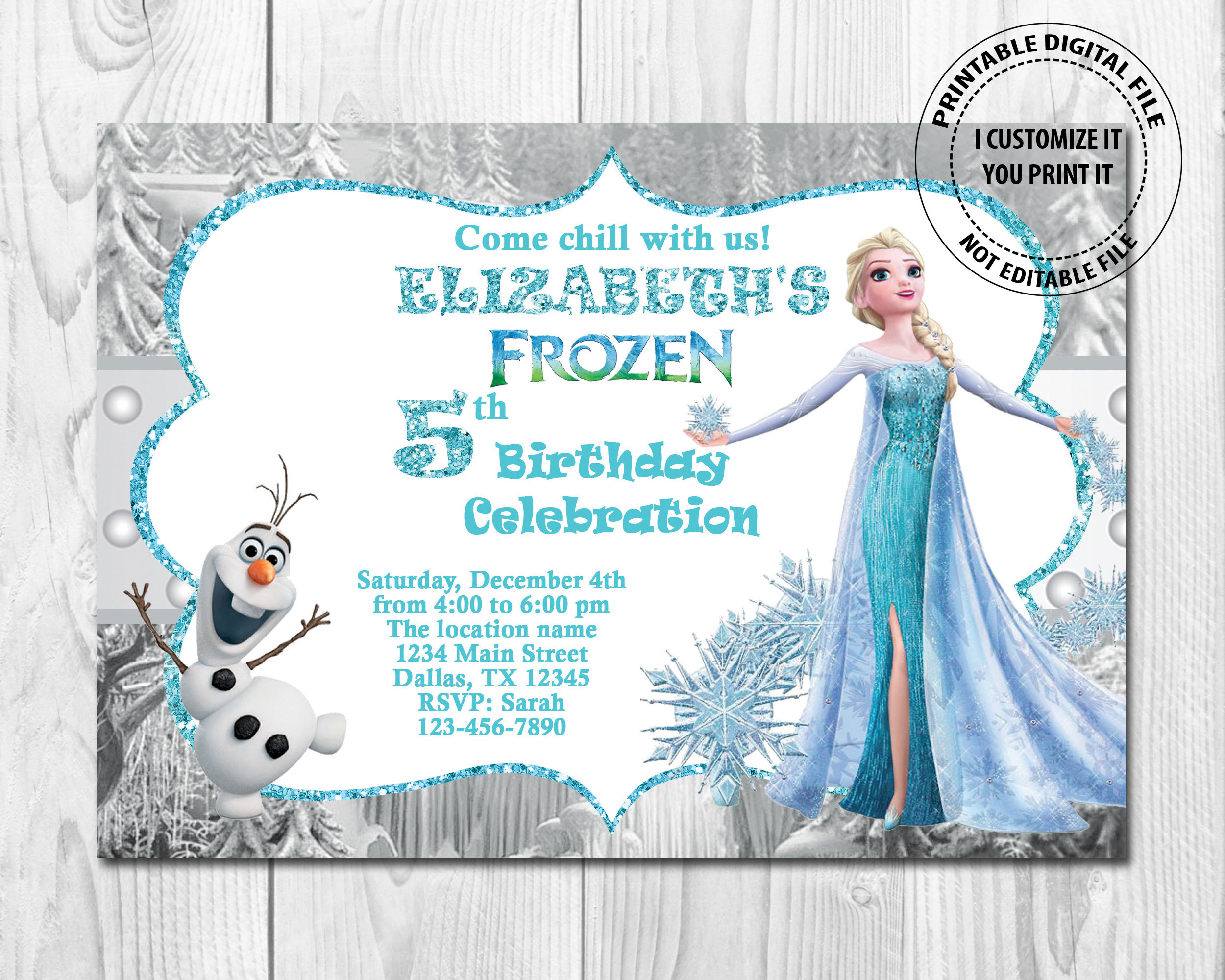 Frozen Birthday Invitation ElsaOlaf Frozen Invitation Etsy
