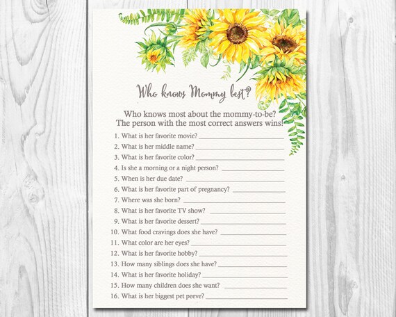 Black and White Striped Floral Set ... Who Knows Mommy Best Baby Shower Game