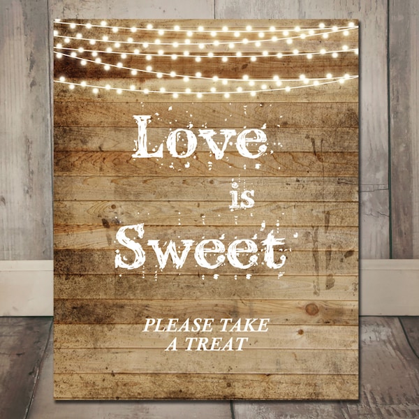 Printable Wedding Sign, Love is Sweet, Take a Treat Sign, Country Chic, Fall Wedding, Rustic Wedding, Wedding Sign, Printable Sign  , WS013