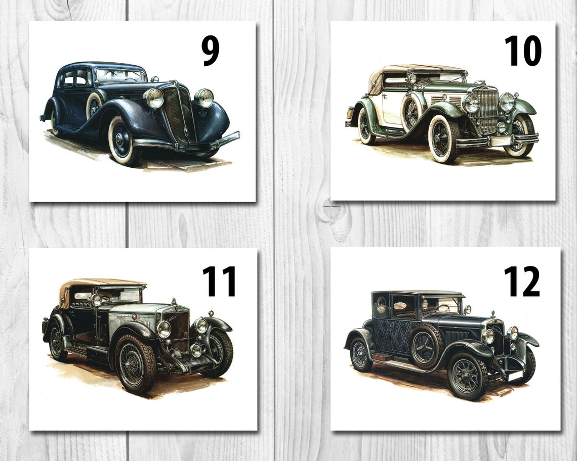 Car Art Prints Vintage Car Prints Car Themed Room Antique Etsy